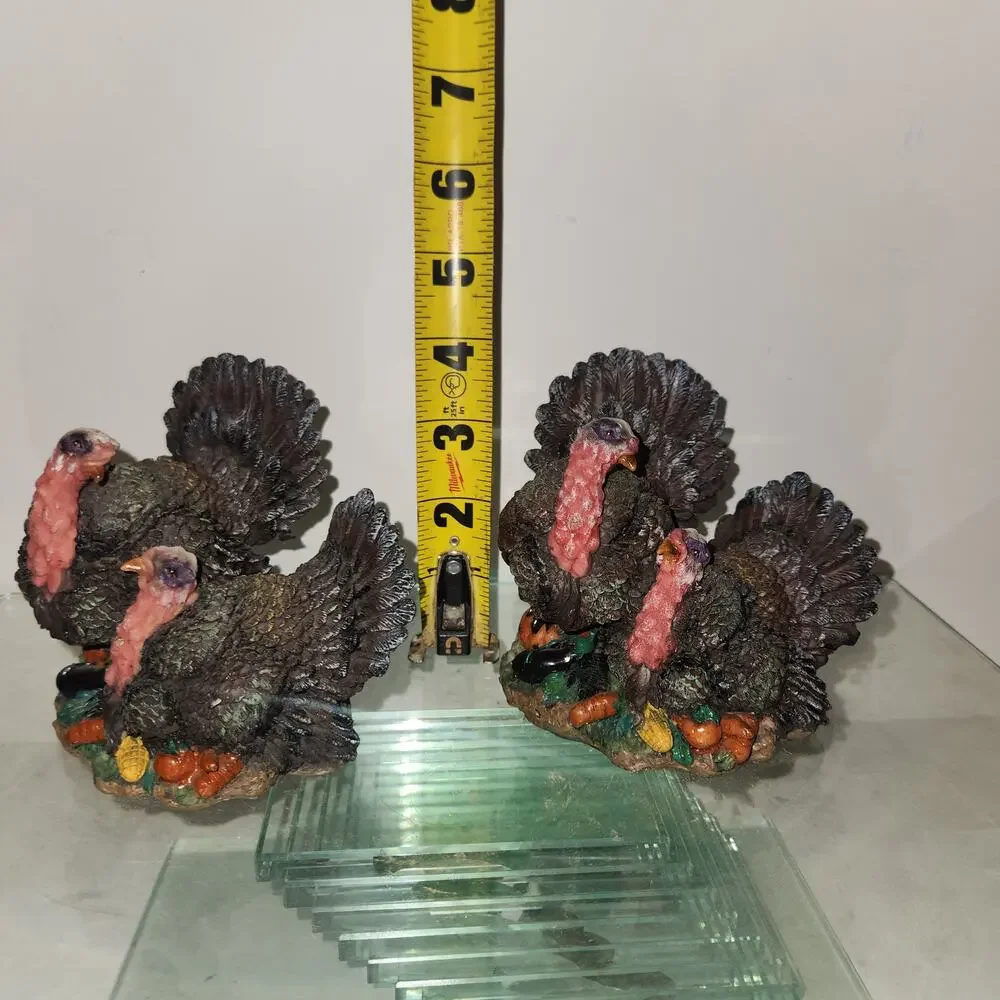 Set of 2 Vintage Plastic Turkey Thanksgiving decor